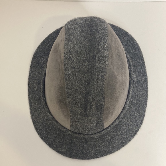 Vintage Hat Mens 7 Gray Harris Tweed Wool Suede Stetson Trilby Fedora Retro - Picture 6 of 12
